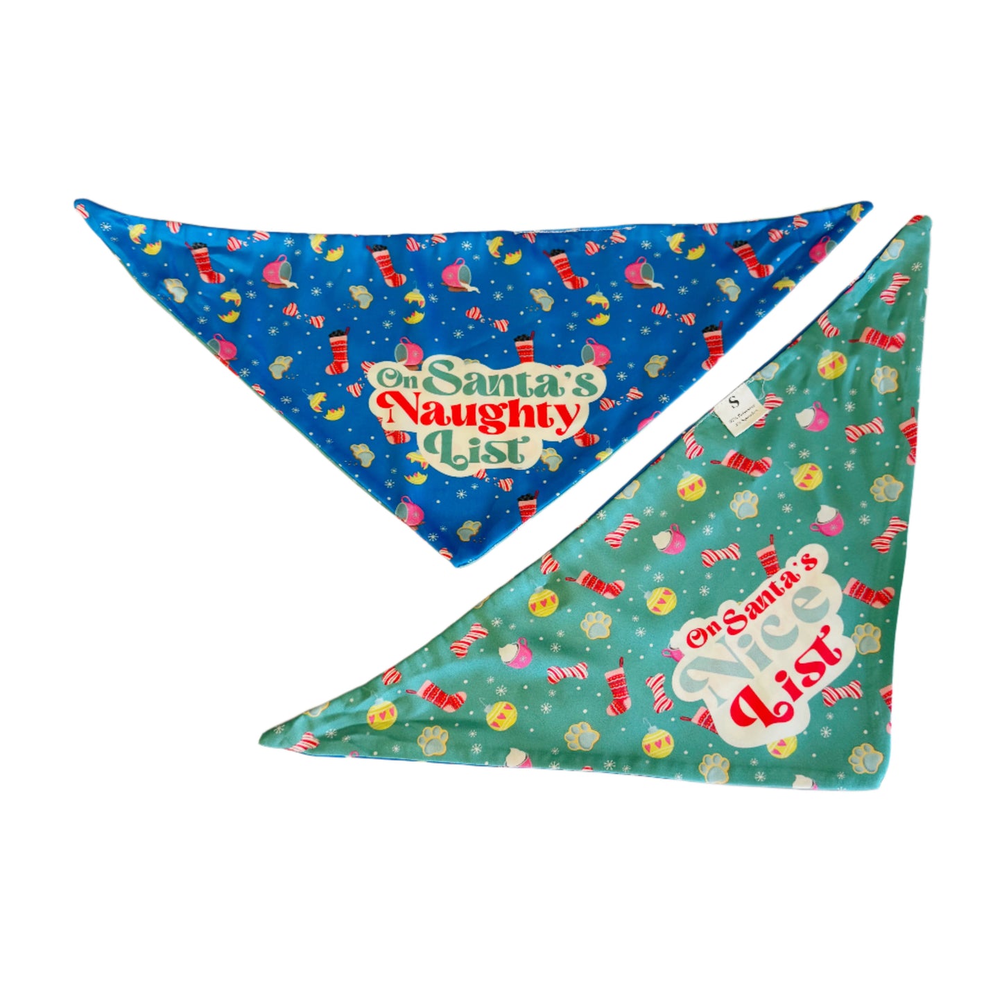 On Santa's Naughty AND Nice List - Double Sided Dog Bandana