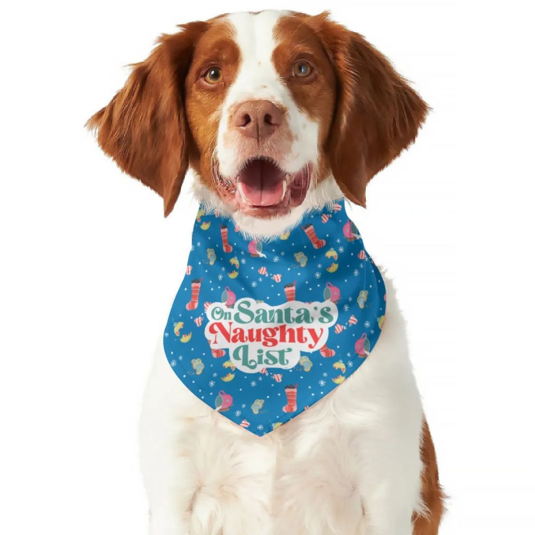 On Santa's Naughty AND Nice List - Double Sided Dog Bandana